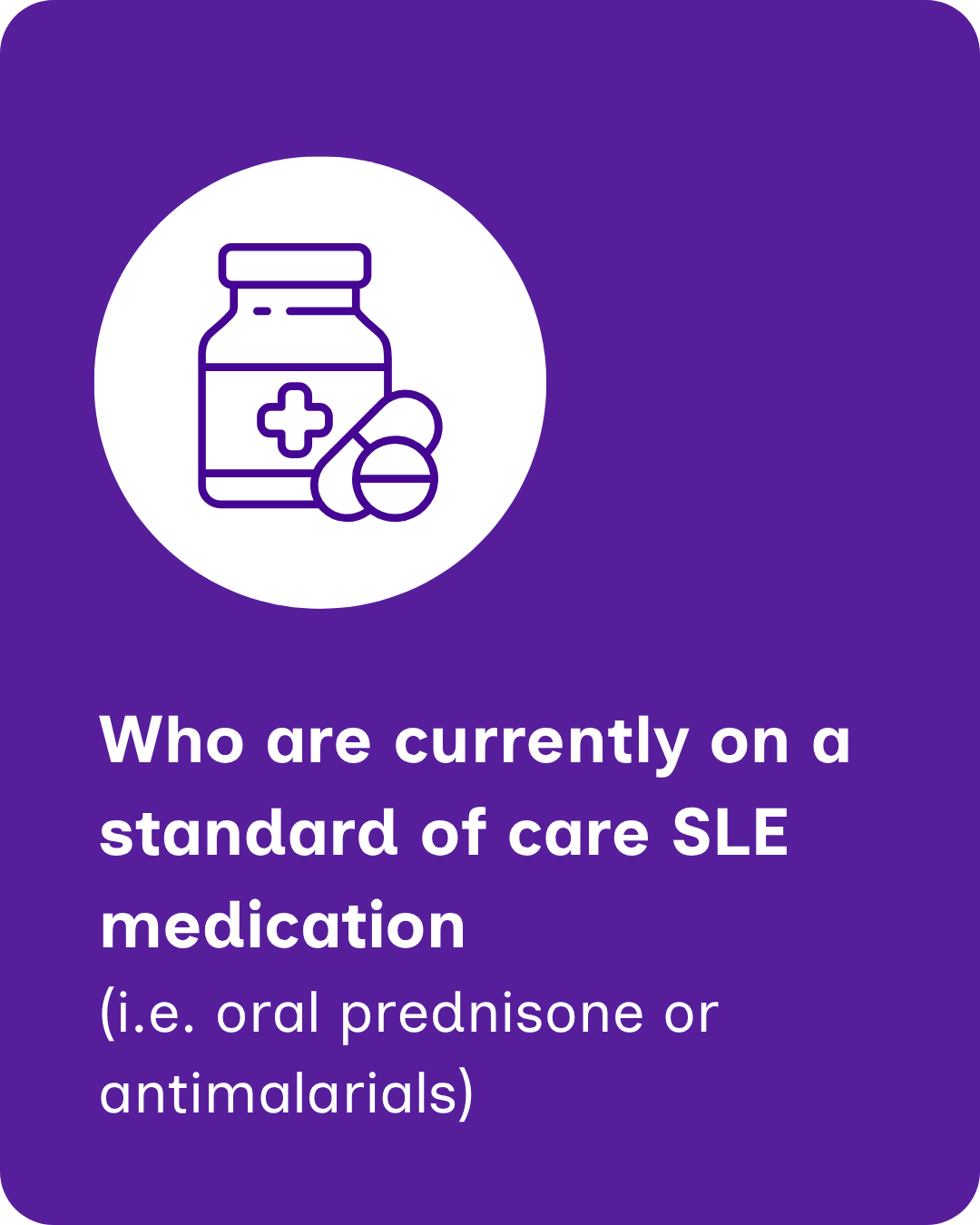 Blossom Medication Who are currently on a standard of care SLE medication (i.e. oral prednisone or antimalarials)